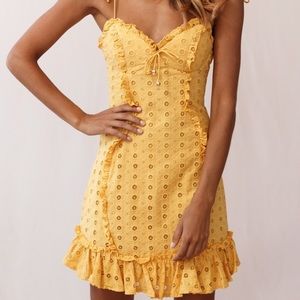 Yellow Eyelet mini dress *NEVER WORN*